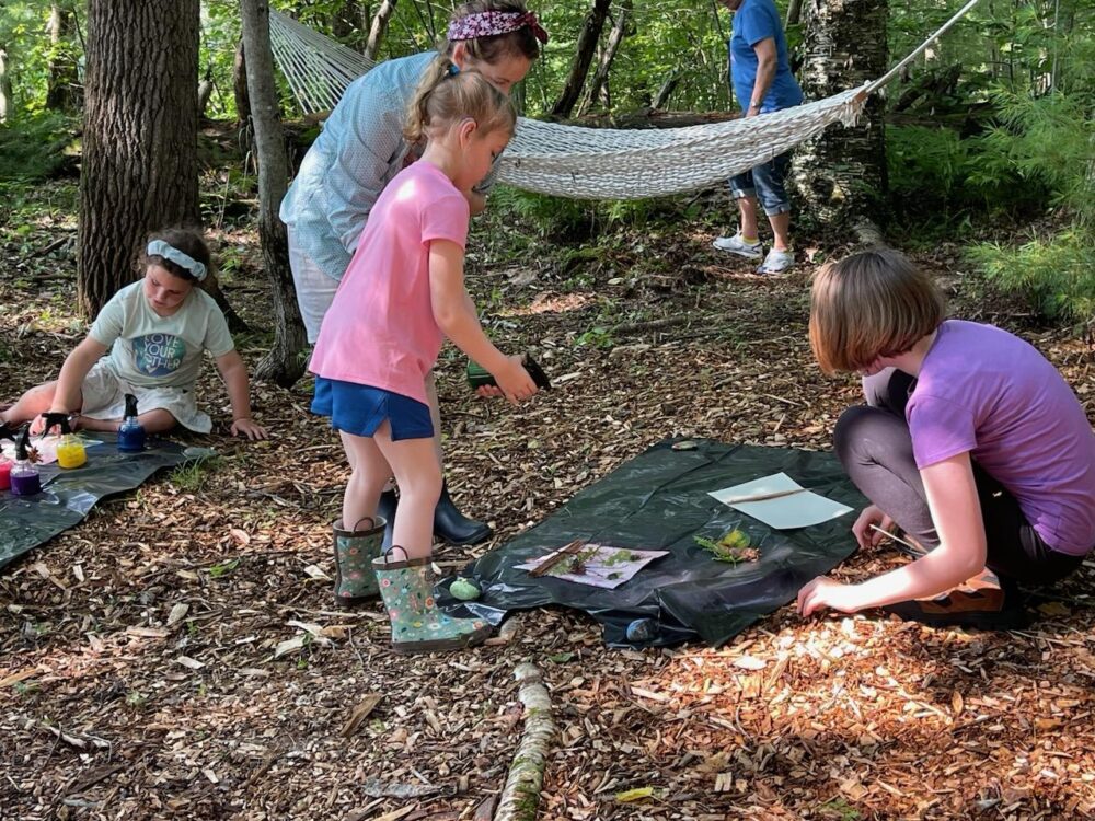 children exploring nature